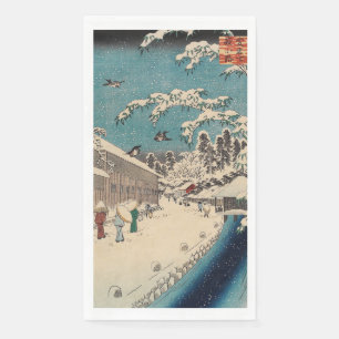Hiroshige Winterlandschaft Japan Ukiyo-e Antiquitä Serviette