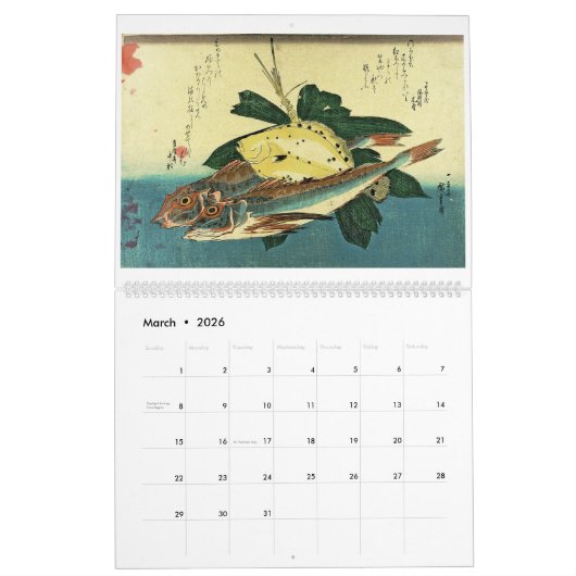 Hiroshige's A Shoal of Fish Japanischer Fischdruc Kalender (Mär 2026)