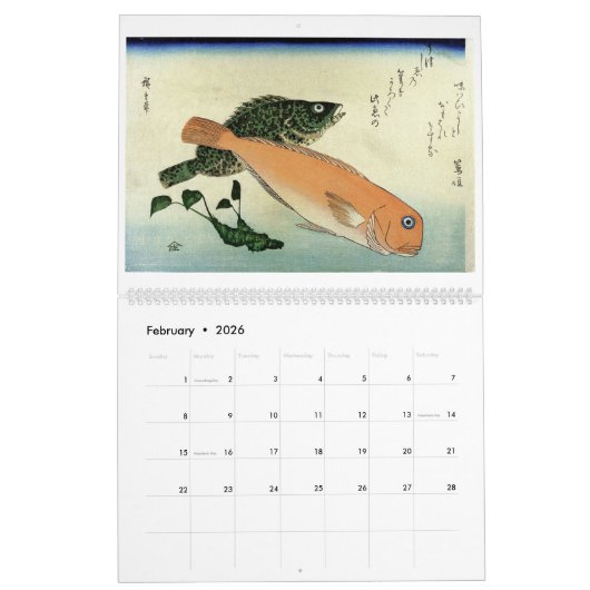 Hiroshige's A Shoal of Fish Japanischer Fischdruc Kalender (Feb 2026)