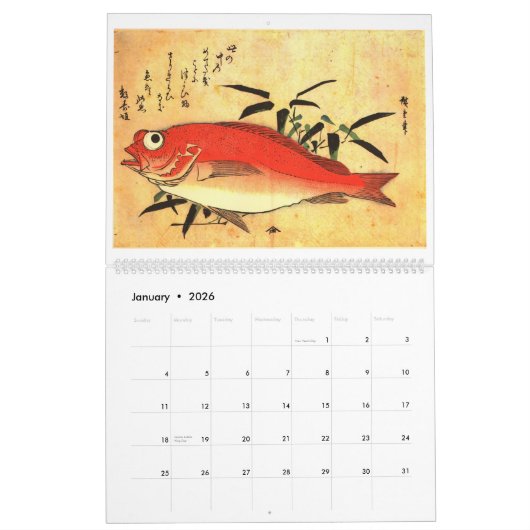 Hiroshige's A Shoal of Fish Japanischer Fischdruc Kalender (Jan 2026)