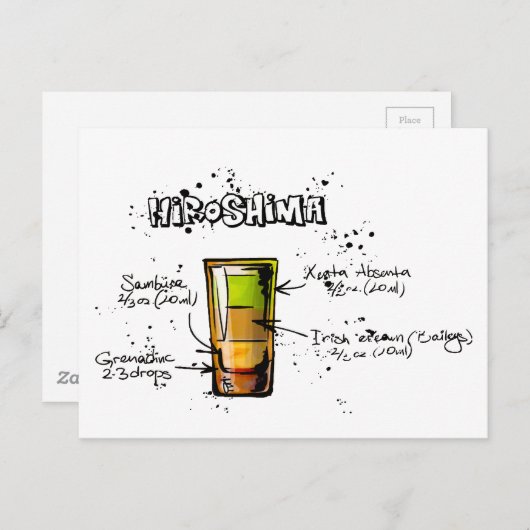 Hiroshima-Cocktail-Rezept Postkarte (Vorne/Hinten)