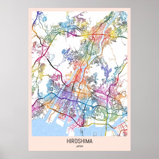 Hiroshima Japan City Map Poster (Vorne)