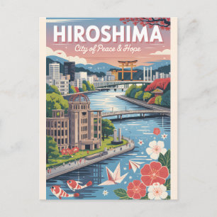 Hiroshima Japan Retro-Reiseposter-Kunst Feiertagspostkarte