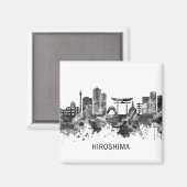 Hiroshima Japan Skyline BW Magnet (Vorderseite/Rückseite)
