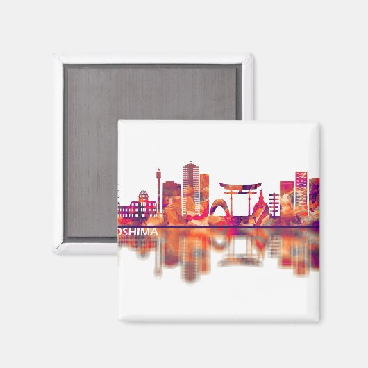 Hiroshima Japan Skyline Magnet (Vorderseite/Rückseite)