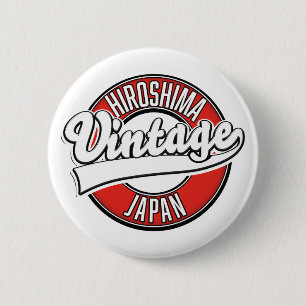 Hiroshima Japan Vintage-Style-Logo Button