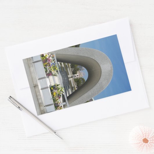 Hiroshima Memorial Cenotaph Rechteckiger Aufkleber (Umschlag)