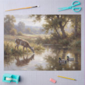 Hirsch am Teich Decoupage Seidenpapier (Basteln)