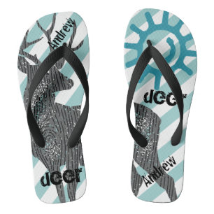 Hirsch Andrew (Beliebiger Name) Sonne- und Streife Badesandalen