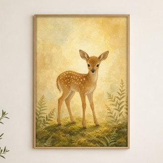 Hirsch auf der Lichtung Aquarell Whimsical Poster