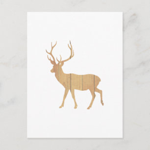 Hirsch auf retro Holz Hintergrund Postkarte