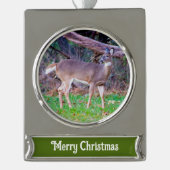 Hirsch Banner-Ornament Silber (Vorderseite)