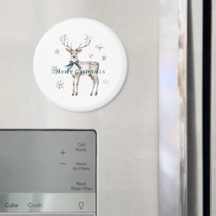 Hirsch Blaues Band Schneeflocken Weihnachten Magnet