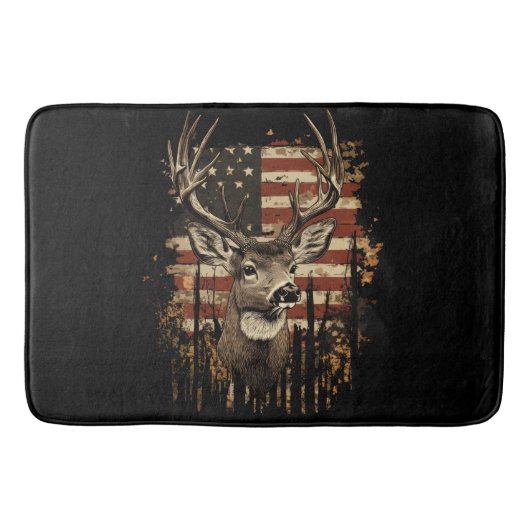 Hirsch, Bock Saison USA-Flagge Badematte (Vorderseite)