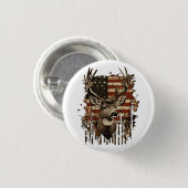 Hirsch, Bock Saison USA-Flagge Button (Vorne & Hinten)