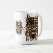 Hirsch, Bock-Saison USA-Flagge Kaffeetasse (VorderseiteRechts)