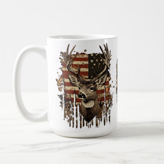 Hirsch, Bock-Saison USA-Flagge Kaffeetasse (Links)