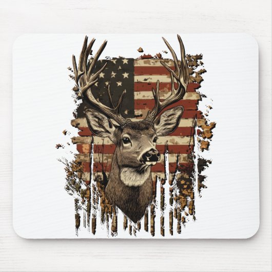 Hirsch, Bock-Saison USA-Flagge Mousepad (Vorne)