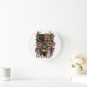 Hirsch, Bock-Saison USA-Flagge Runde Wanduhr (Zuhause)
