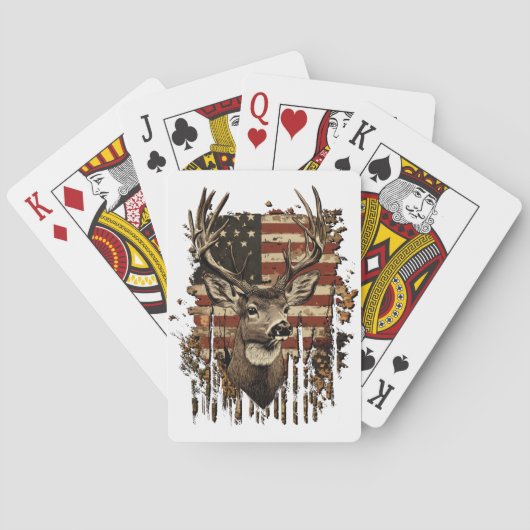 Hirsch, Bock-Saison USA-Flagge Spielkarten (Rückseite)