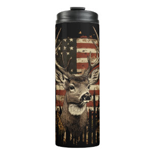 Hirsch, Bock-Saison USA-Flagge Thermosbecher