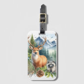 Hirsch Buck Raccoon Woodland Animals Travel Gepäckanhänger (Vorderseite Vertikal)