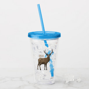 Hirsch Cartoon-Illustration Acryltrinkbecher