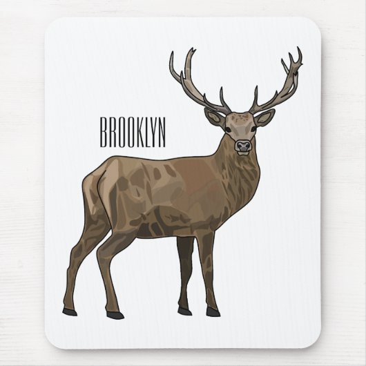 Hirsch Cartoon-Illustration Mousepad (Vorne)