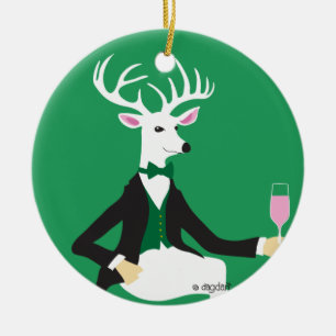 Hirsch-Cheers-Keramik-Ornament Keramik Ornament