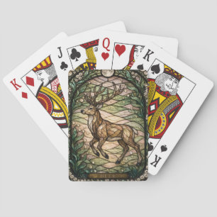 Hirsch-Dämmerung-Wald Illumina Buntglas Spielkarten