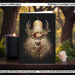 Hirsch der längsten Nacht, Julfest & Wintersonnenw Feiertagskarte