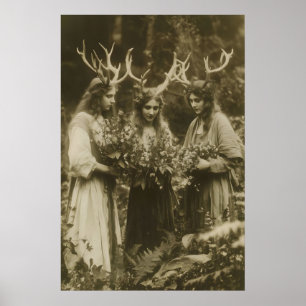 Hirsch Druiden Hexenversammlung Kunstfotografie Dr Poster
