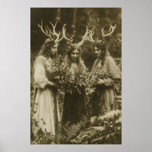 Hirsch Druiden Hexenversammlung Kunstfotografie Dr Poster (Vorne)