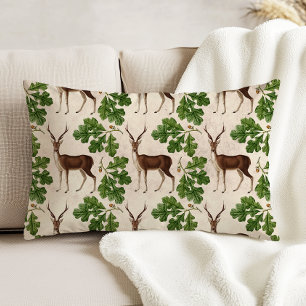 Hirsch-Eichen-Blätter Vintage-Wald-Beige Dekokissen