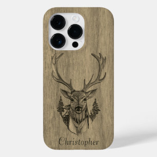 Hirsch - eingraviertes Holz - Holz Case-Mate iPhone 14 Pro Hülle