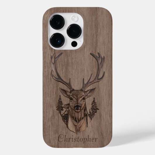 Hirsch - eingraviertes Holz - Holz Case-Mate iPhone Hülle (Rückseite)