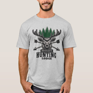 Hirsch-Elch-Jäger ADD NAME Bogenjagd Lodge Hütte T-Shirt