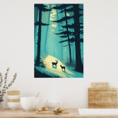 Hirsch Es schneit! Kunst der Minimalistischen Wint Poster (Küche)