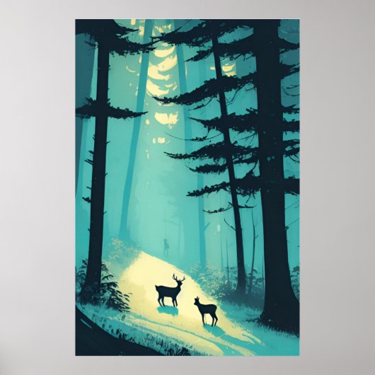Hirsch Es schneit! Kunst der Minimalistischen Wint Poster (Vorne)