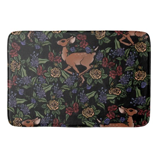 Hirsch Fawn Floral Pattern Badematte (Vorderseite)