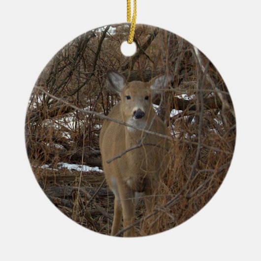 Hirsch-Foto-Ornament Keramik Ornament (Vorne)