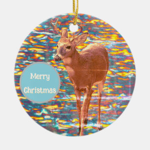 Hirsch-Foto-Weihnachtsbaumanhänger Keramik Ornament