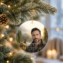 Hirsch-Gedenkfoto-Ornament In Liebe Erinnerung Keramik Ornament