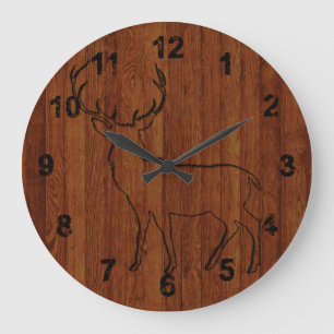 Hirsch geschnitzter Effekt Elegant und Rustikal Große Wanduhr