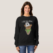 Hirsch Halloween Ghost I schreibe Eiscreme Puff Sweatshirt (Vorne ganz)