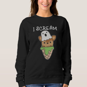 Hirsch Halloween Ghost I schreibe Eiscreme Puff Sweatshirt