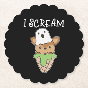 Hirsch Halloween Ghost I schreibe Eiscreme Puff Untersetzer