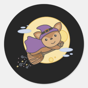 Hirsch Halloween Hexenkids Hexenkostüm Runder Aufkleber