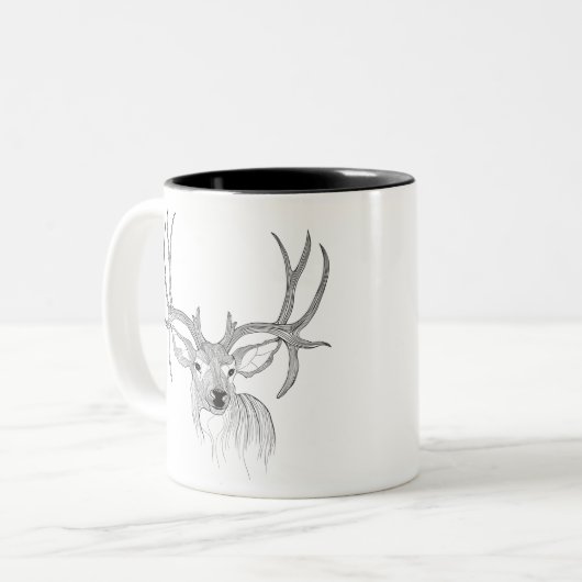 Hirsch, Hirsche, Saumwild, Hirsche, Hirsche, Schwa Zweifarbige Tasse (Vorderseite Links)