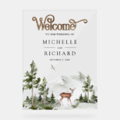 Hirsch-Hochzeit im Bergwald Willkommen Acrylschild (Vorderseite)